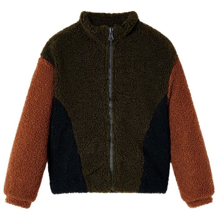 Veste polaire enfant - vidaXL - Manches longues - Khaki/Noir - Confortable et durable Veste polaire enfant - vidaXL - Manches longues - Khaki/Noir - Confortable et durable