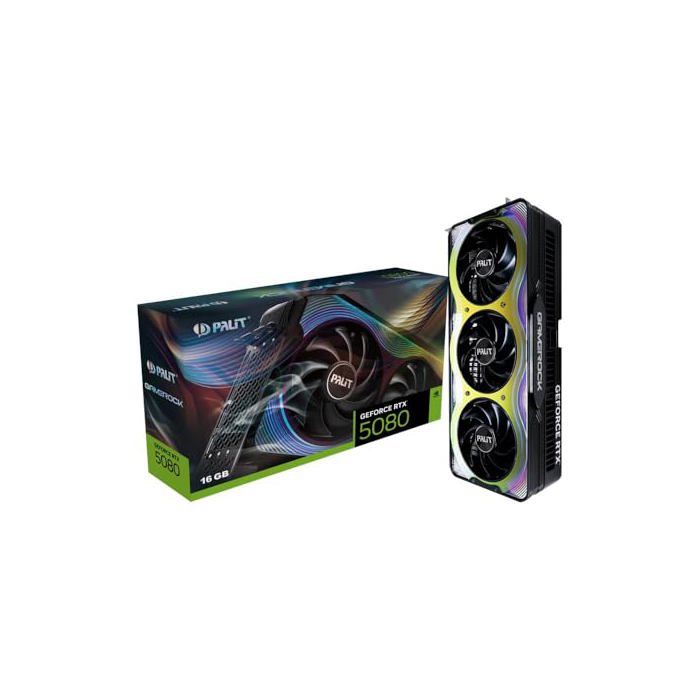 Carte graphique – PALIT – GeForce RTX 5080 GameRock – 16 Go GDDR7 – Refroidissement avancé – Éclairage ARGB