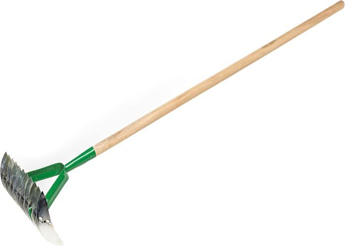 Râteau à Feuilles 16 Dents En Acier – Largeur 410 Mm, Manche Non Inclus (diam. 27 Mm), Poids 668 G, Couleur Noir
