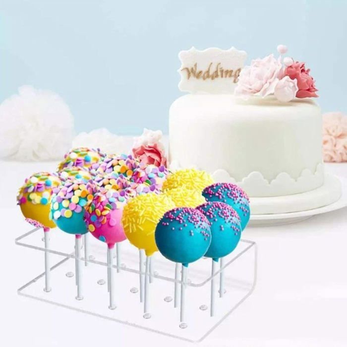 Sucette Chupa Chups Présentoir Cupcakes SNAILGARDEN - Acrylique 64 Trous - 2 Niveaux - Pour Fêtes Mariage Support Gâteaux Acrylique