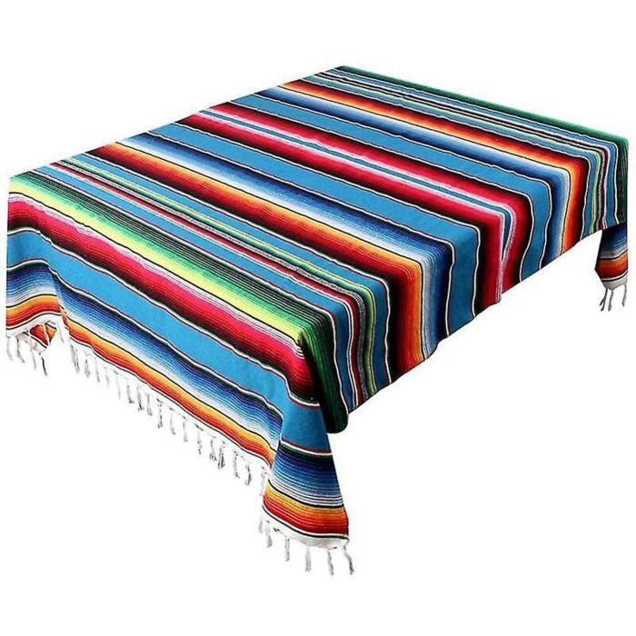 Couverture Mexicaine Tissée Main – Coton/acrylique Recyclé, 130x180 Cm, Polyvalente Pour Yoga, Plage, Festival