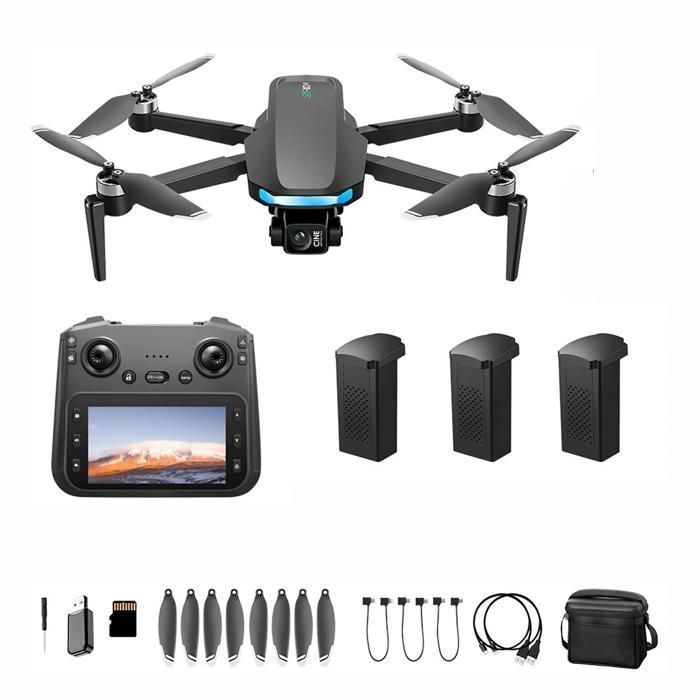 Drone connectivité 5G zoom 5X 50 fps autonomie de vol de 5 km mode Follow Me retour intelligent à la base 3 batteries noir