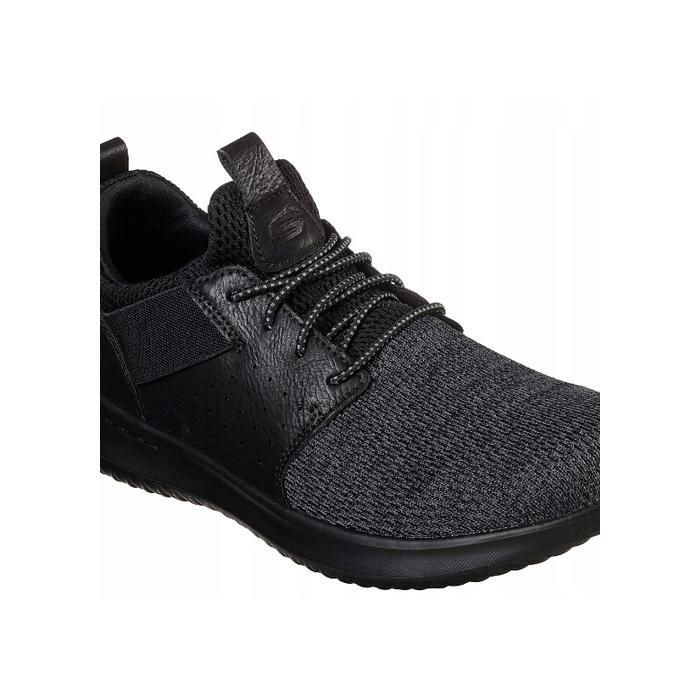 Skechers Baskets Homme Skechers Delson Camben Noires Confortables Taille 45 - Élégance et Flexibilité au Quotidien