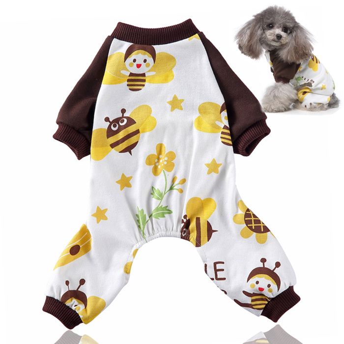 Meilleurs prix pour Pyjama pour petit chien combinaison douce pour chiot et chat vêtements confortables pour animaux de compagnie (abeille)