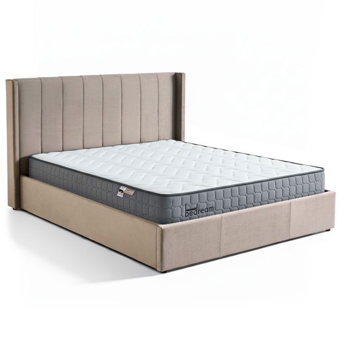 MENZZO Pack Lit-coffre Magorial + Matelas Bedream 180x200cm Velours Taupe - Velours Lit complet : L190 x P217 x H110 cmMatelas MENZZO Pack Lit-coffre Magorial + Matelas Bedream 180x200cm Velours Taupe - Velours Lit complet : L190 x P217 x H110 cmMatelas