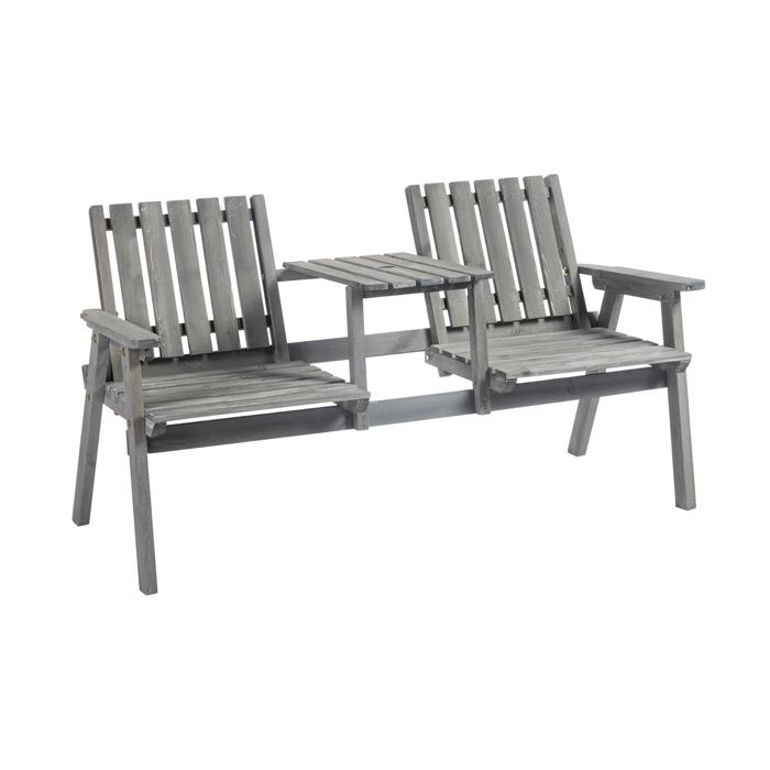 Aga Banc de jardin avec table 152x70x83 cm Gris