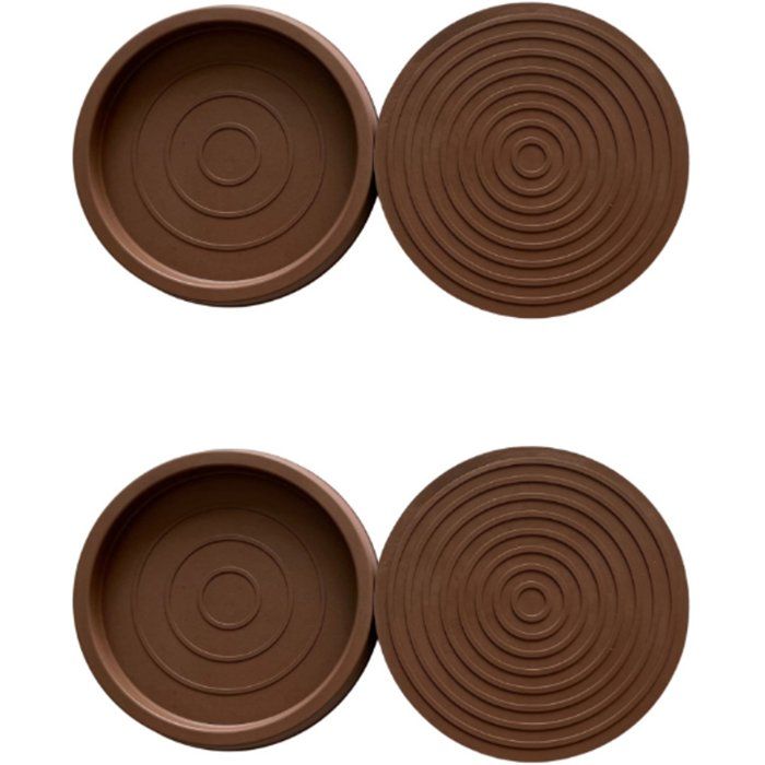 Lot de 4 patins antidérapants ronds en caoutchouc marron pour meubles et sols. Convient pour les lits et canapés. Dimensions : 75 x