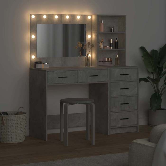 Black Week Coiffeuse pour Femmes - BURKE - Gris 78.5x41x135 cm - Bois dingénierie CC44