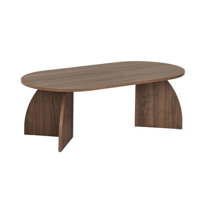 CALICOSY - Table basse avec plateau ovale et pieds courbés L120 cm SELENE - Noyer