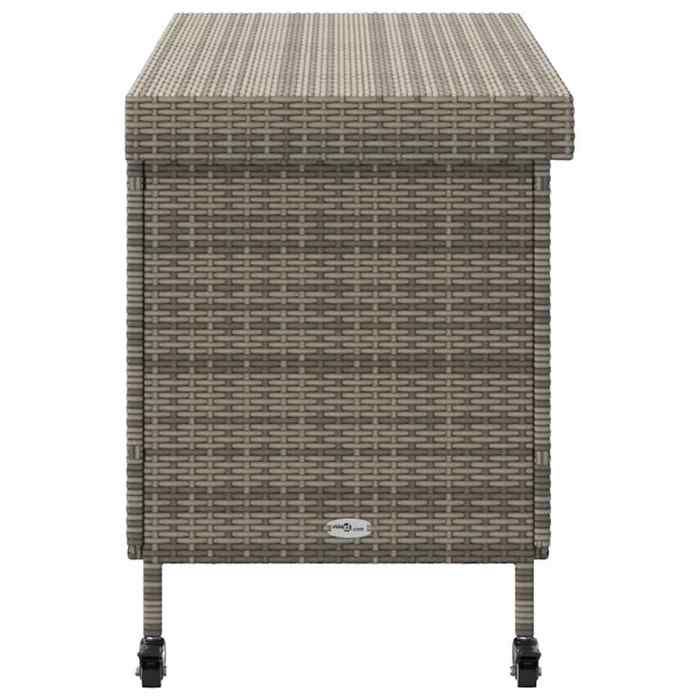 SALE BoutiqueCOFFRE DE JARDIN - YUNYAN - Boîte de rangement de jardin - MEUBLE JARDIN - et roues gris résine tressée _9764214