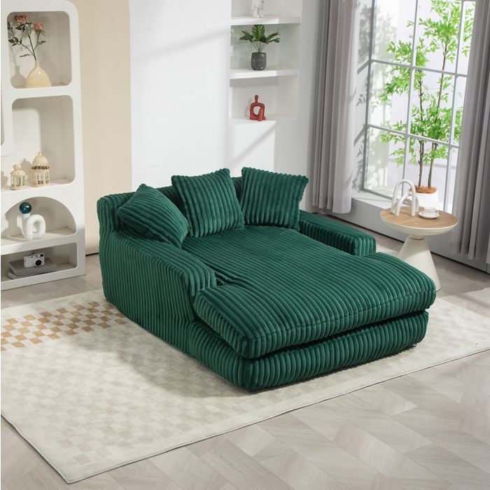 Canapé de relaxation avec 3 coussins. canapé rembourré salon/chambre. velours côtelé. rembourrage en mousse. 155×125×63cm. vert