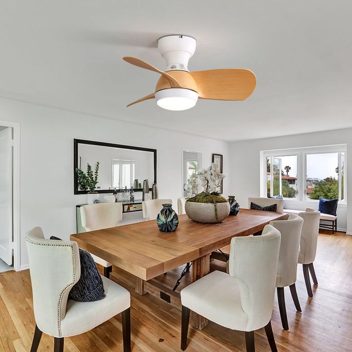 Feuille épaissie 23 pouces Mini ventilateur de plafond LED avec 3 couleurs dimmables 3 Lames ABS pour contrôler à distance le mote - L Montagne