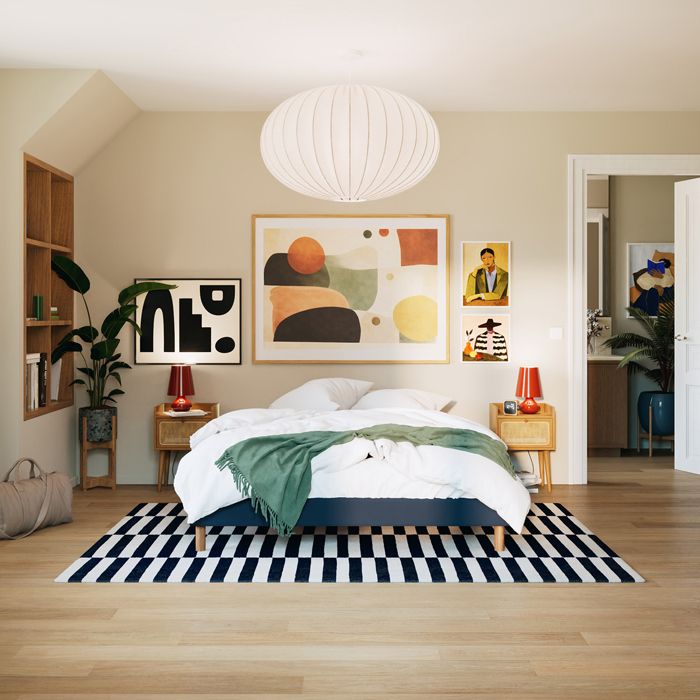 SLOME Sommier tapissier Kit Essentiel bleu 90x190 cm