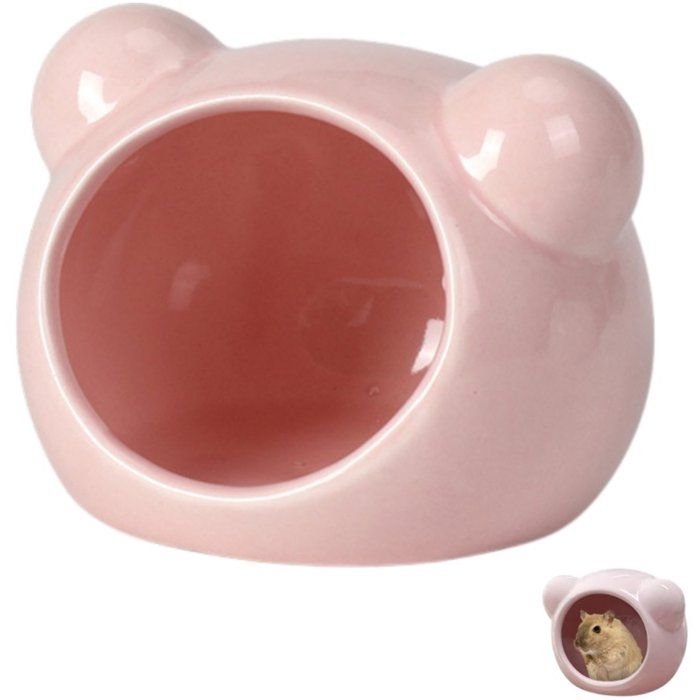 Maison Pour Hamster En Céramique Rafraîchissante 9x8x7 cm Abri Pour Rongeurs Nains Rose Entrée 5 5 cm