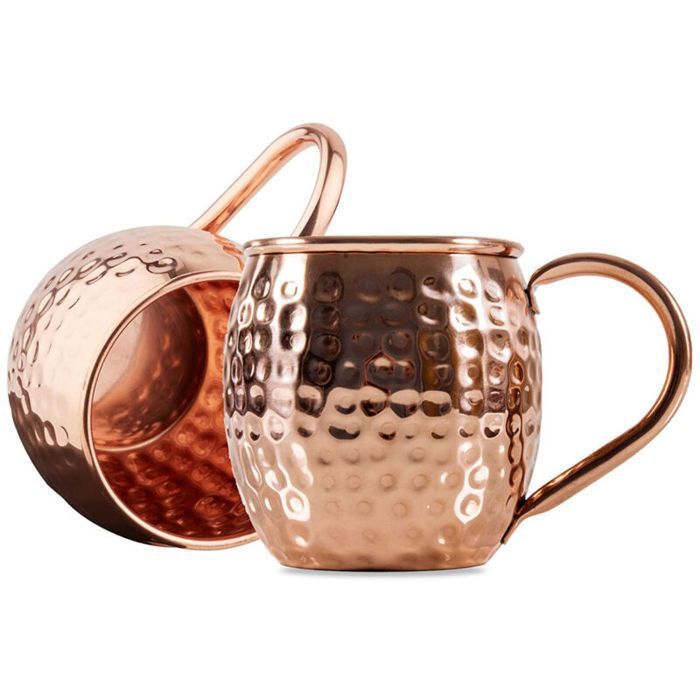 2 tasses en cuivre Moscow Mule pour boissons fraîches bière cocktail Femeo