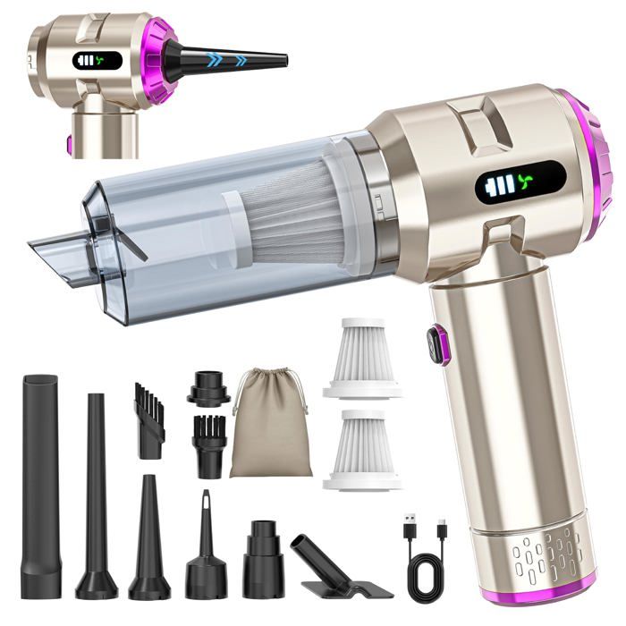 Aspirateur manuel sans fil 4-en-1 22000 Pa avec moteur sans balais aspirateur électrique pour voiture avec souffleur dair compr