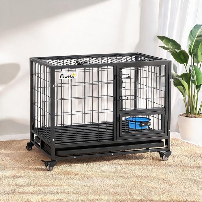 Accessoire De Cage Abri Petit Animal en Acier Noir 92 x 62 x 73 cm