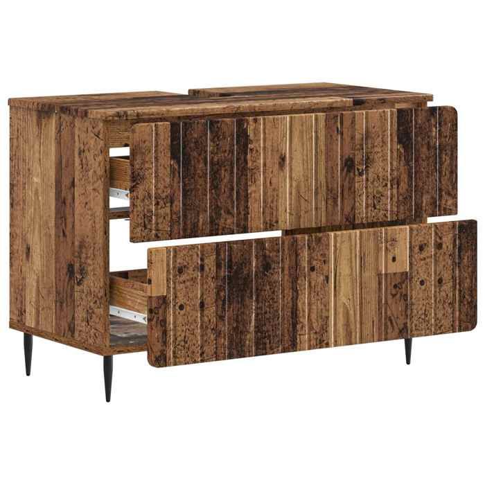 Meuble sous Lavabo de Salle de Bain ZWOLLE - vidaXL - Bois ancien - 82x41x585cm - bois d’ingénierie 148654