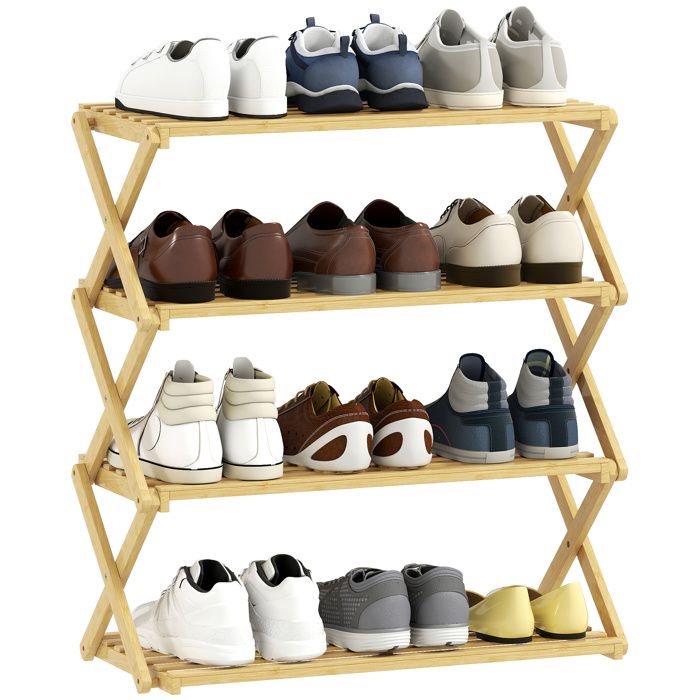 Étagère à chaussures verticale pliable en bambou 4 niveaux naturel