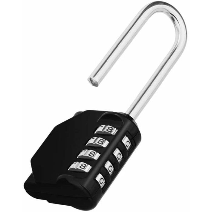 Cadenas à code avec longue poignée extérieure pour portails abris de jardin 4 grands chiffres cadenas à combinaison longue pour l