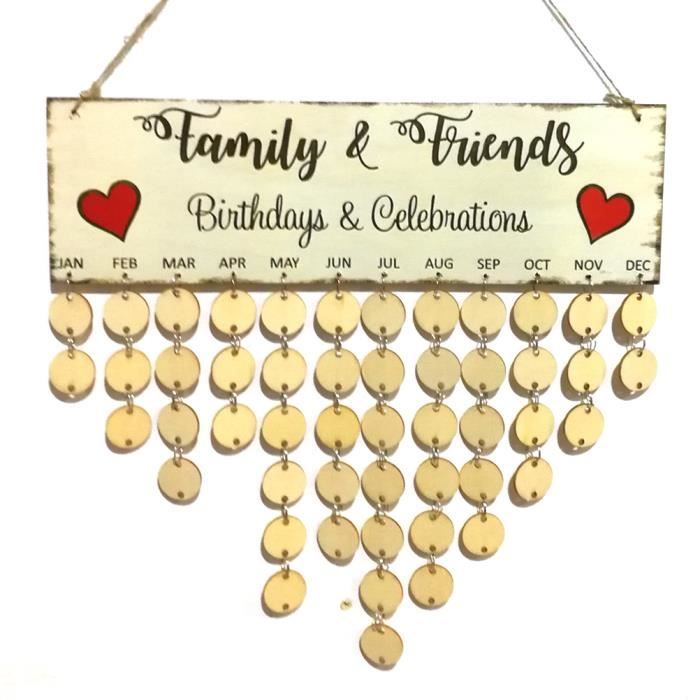 Anniversaires Celebrations En Bois Diy Calendrier Suspendus Plaque Anniversaire Rappel Anniversaire Conseil Suspendu Deco Achat Vente Calendrier Ephemeride Anniversaires Celebrations Cdiscount