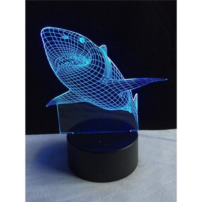 3D Fisch Lampe – USB-betrieben Mit 7 Farben, Optische Illusion Fürs Kinderzimmer