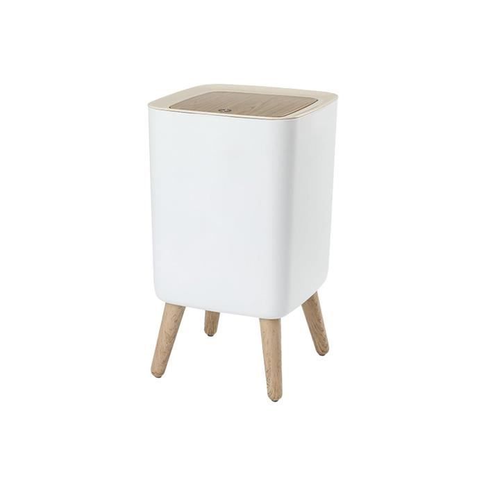 Poubelle Avec Couvercle Presse - Design Imitation Bois - 2L à 10L - Pour Salle De Bain, Cuisine Ou Bureau - 14