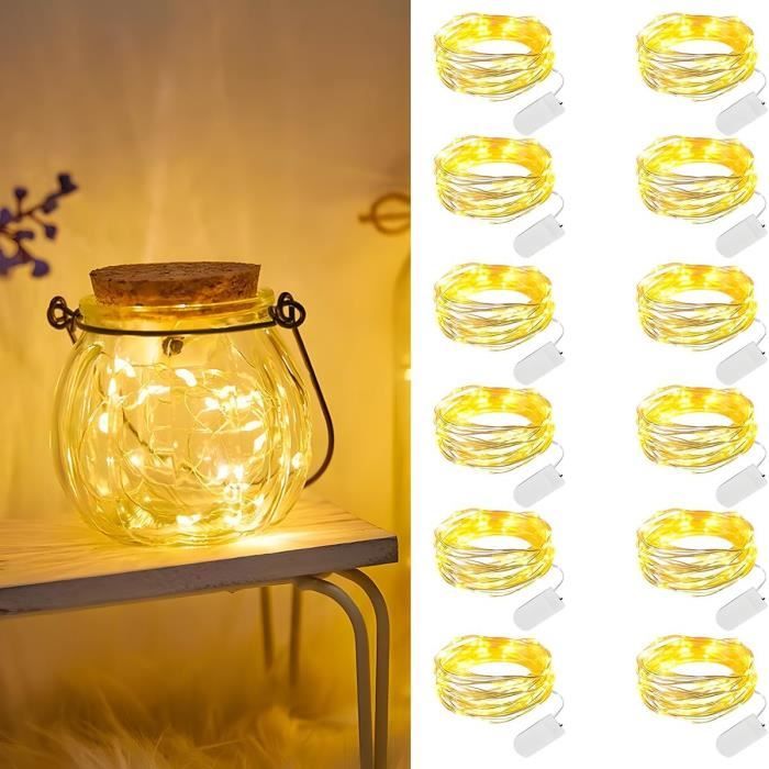 Lot De 12 Guirlandes Lumineuses Dufuso à Piles - 2m, 20 LEDs, étanche IP65