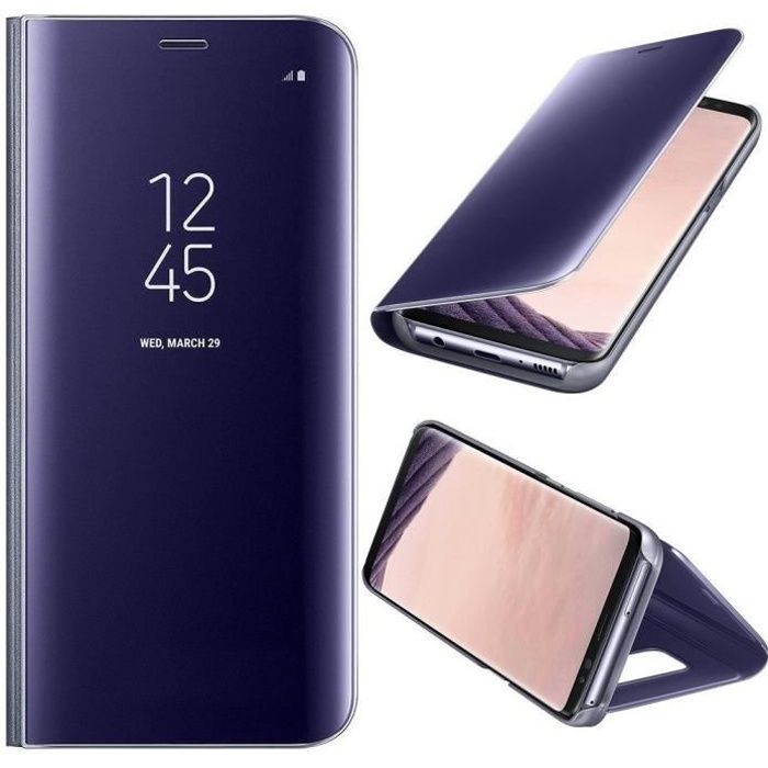 Bleu Coque pour Samsung Galaxy s8 Housse Support à Rabat Clear View Cover Flip Case 