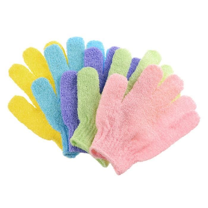 Lot de 20 gants de bain à cinq doigts gommage portable exfoliant
