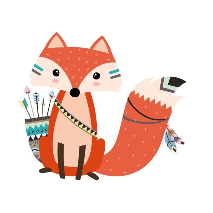 Stickers Autocollants Enfant Deco Renard Indien Scandinave Ref 174 Dimension Autocollant Largeur 30 Cdiscount Maison