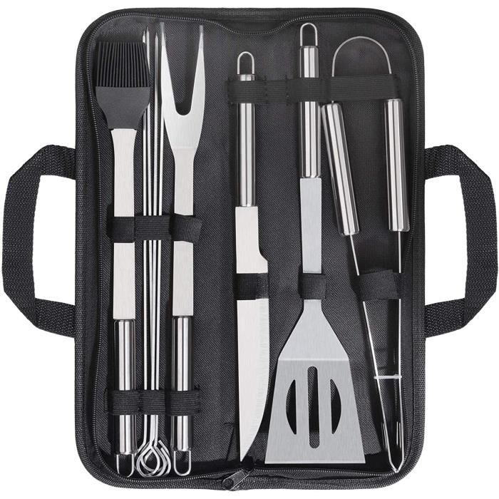 5Pcs Ustensiles Barbecue,Kit Barbecue Outil de Barbecue en Acier Inoxydable, Accessoire Barbecue