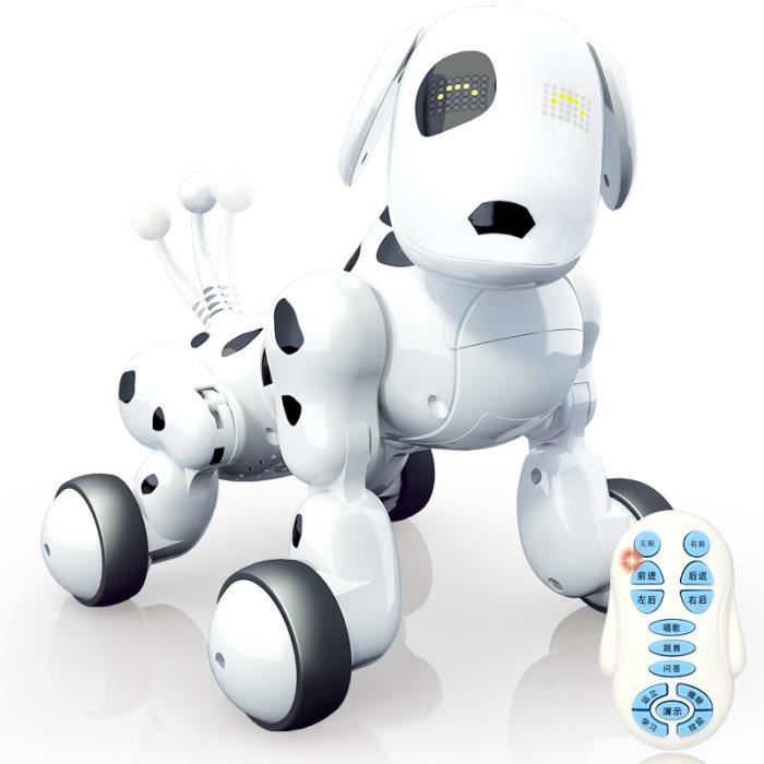 Fonction de Tir Danse COSTWAY Chien Robot Télécommandé Animaux Electroniques avec Chant pour Les Enfants Noir Clignotant Jouet Interactif pour Enfants pour Garçons et Filles