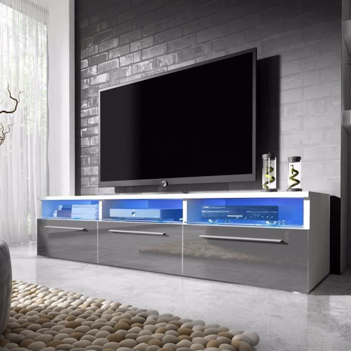 Meuble Tv Suspendu Blanc Laqué 140 Cm Meuble Tv Meuble Salon Lavello 140 Cm Blanc Mat Gris