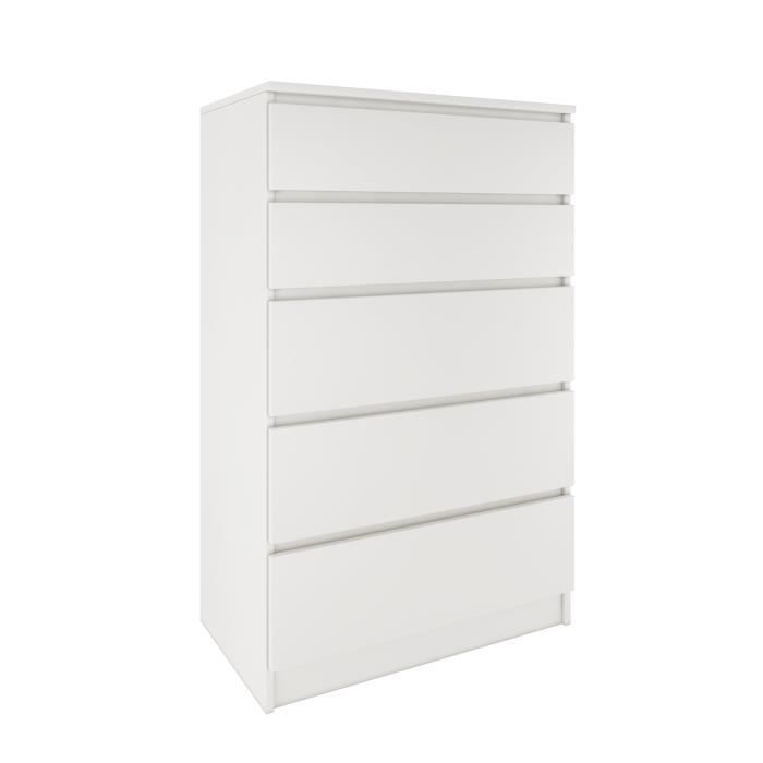 MILAN 5 - Commode contemporaine chambre/salon/bureau 40x70x112 - 5 tiroirs coulissants - Meuble de rangementent - Chiffonier