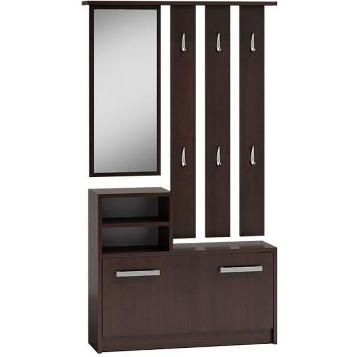 vittoria meuble d entree contemporain 6 crochets miroir 2 niches rangement chaussures 180x85x24 vestiaire cdiscount maison