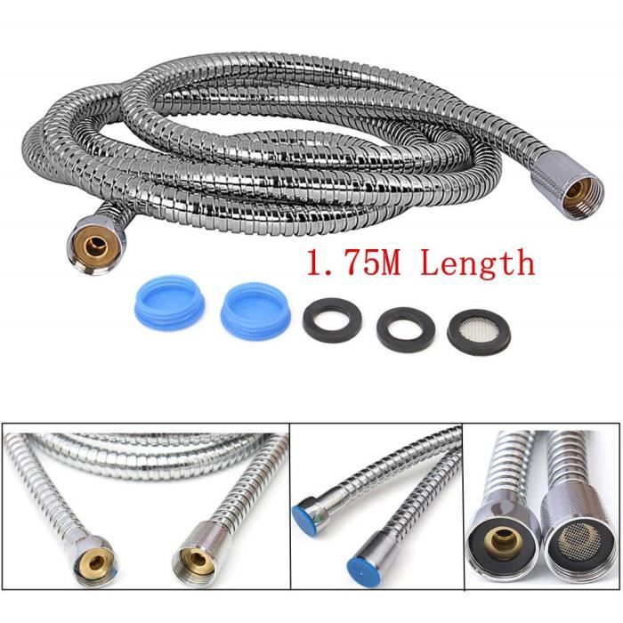 3 m tuyau de remplacement extra long en acier inoxydable avec rondelles Tuyau de douche de 3 m