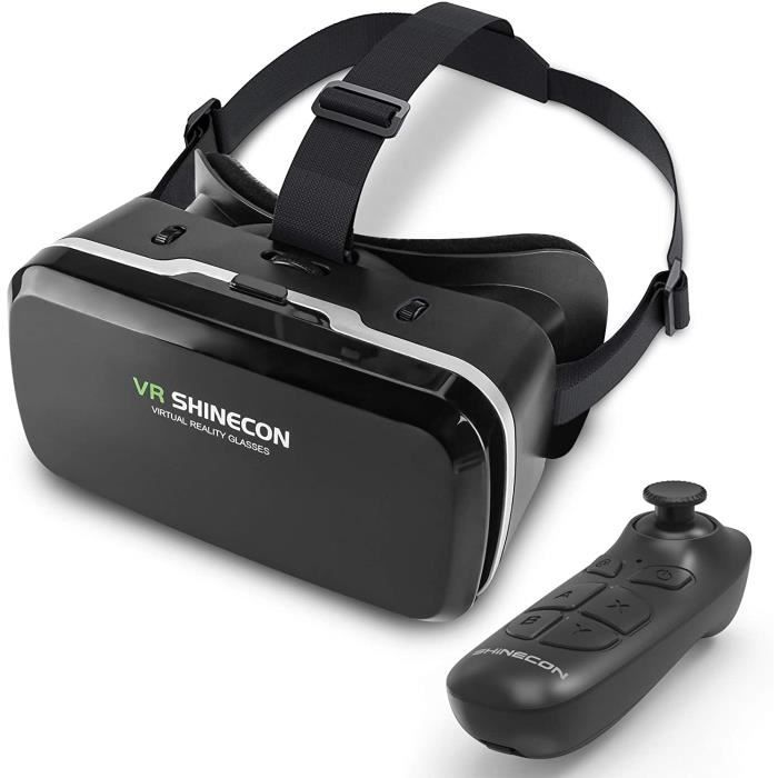  8>DLseego VR Casque de R&eacute;alit&eacute; Virtuelle 3D Protection des Yeux HD Jeux Vid&eacute;o Lunettes avec T&eacute;l&eacute;commande Blueto 