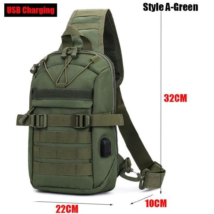 Sacs a dos randonnee Sac a dos de poitrine Airsoft militaire tactique 2021 chargeur USB a bandouliere Molle pour Army green a Cdiscount