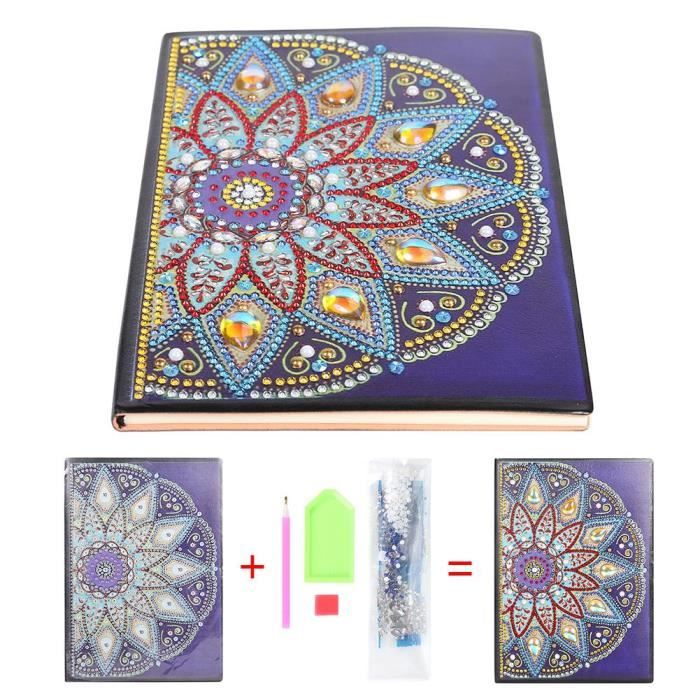 Carnet Mandala Diamant A5 - Peinture Strass 5D, Cuir, 50 Pages, Kit Inclus