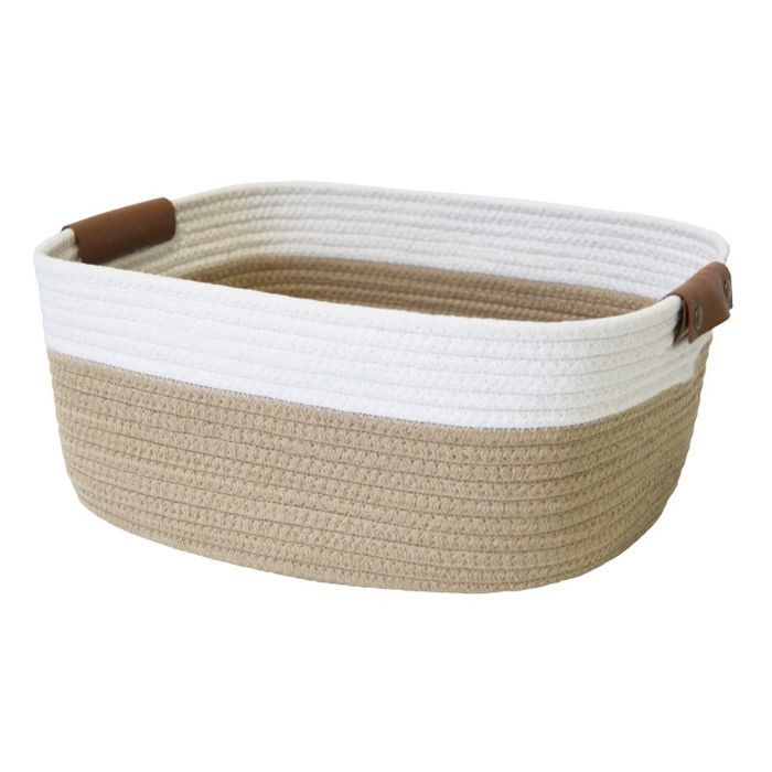 Panier De Rangement Tressé En Coton Avec Poignées - Petit Panier Bohème Pour Jouets, Cosméticques