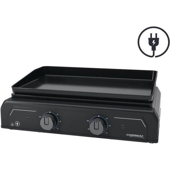 Plancha éléctrique à poser - CAMPINGAZ ELECTRIC 2 XD - 3500W - Fonte émaillée - 2 témoins de chauffe LED - Campingaz