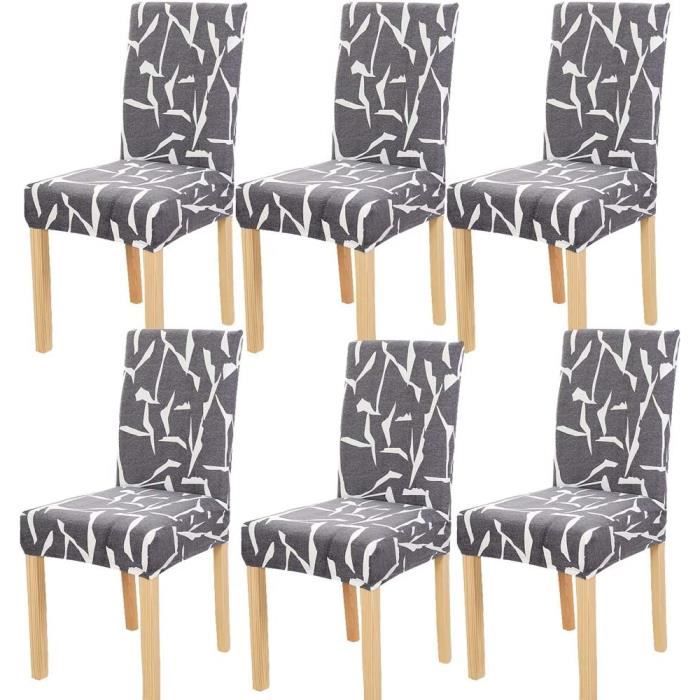 Lot De 6 Housses De Chaise Extensibles Gris - Élastique Résistant, 100% Coton | Neuf Universel