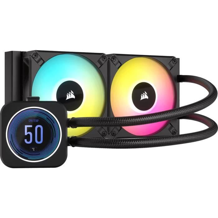 CORSAIR – H100i ELITE LCD XT – Kit de Watercooling tout-en-un – Radiateur 240mm – Noir – (CW-9060074-WW)
