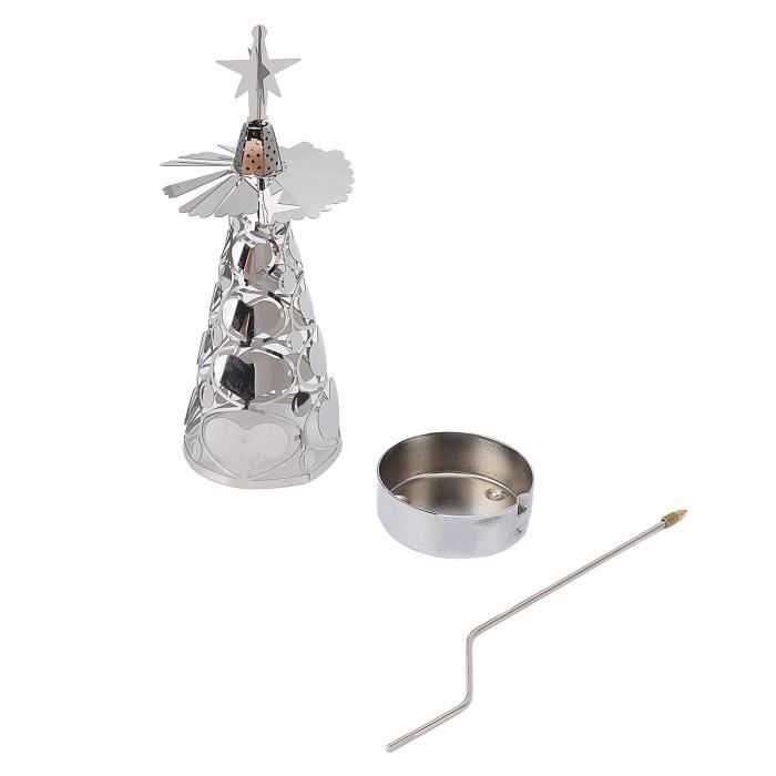 Bougeoir Rotatif De Table En Métal Forgé - Décoration De Noël, Plateau Tournant Pour Bougies (25x10,5 Cm)