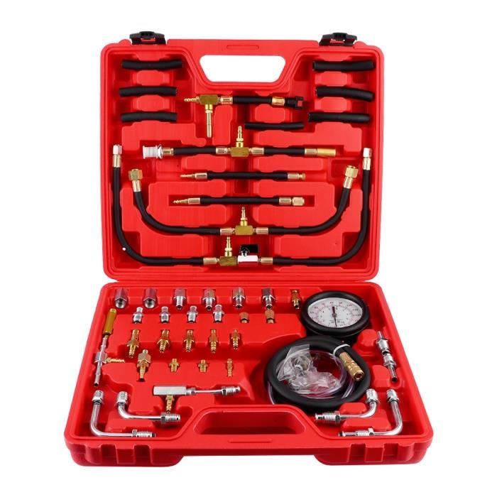 TU-443 Kit de Jauge de Testeur de Pression d'injection de Carburant 0-140psi avec Adaptateur et Jauge Outil de Diagnostic de Pression d'injection de Carburant Large Gamme d'applications 