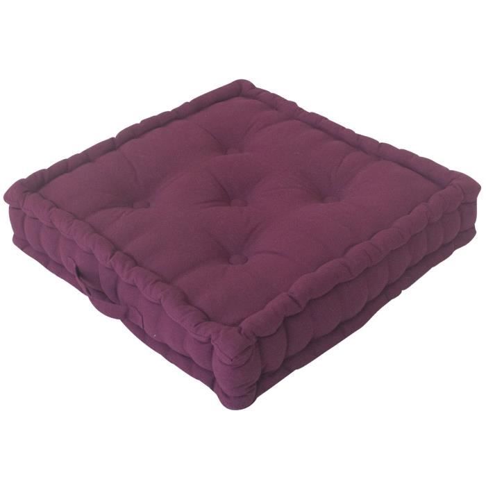 Coussin De Sol 50 X 50 X 10 Cm Lola 100 Coton Coloris Bourgogne Cdiscount Maison