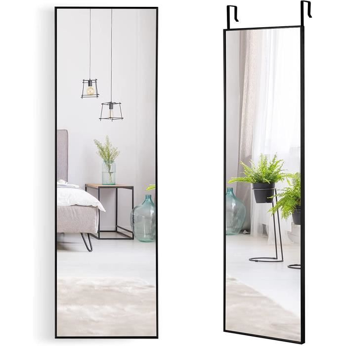 GIANTEX Miroir Mural/de Porte Rectangulaire 120H x 37L CMPsyché Suspendu Antidéflagrant avec Crochets RéglablesCadre en