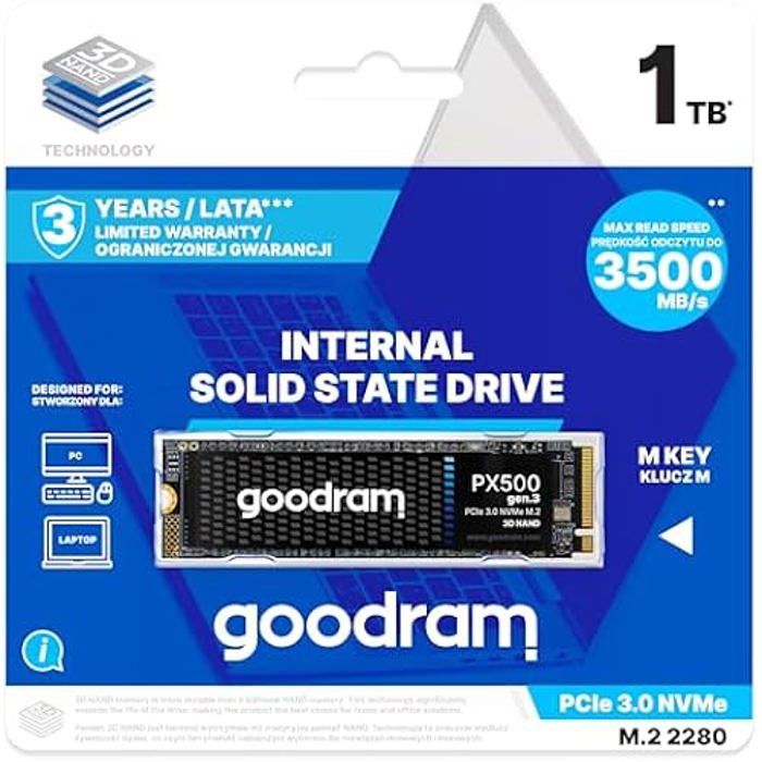 Disque SSD – GOODRAM – PX500 Gen. 3 M.2 – 1 To – PCIe Gen. 3 x4 – Vitesse jusquà 3500 Mo/s