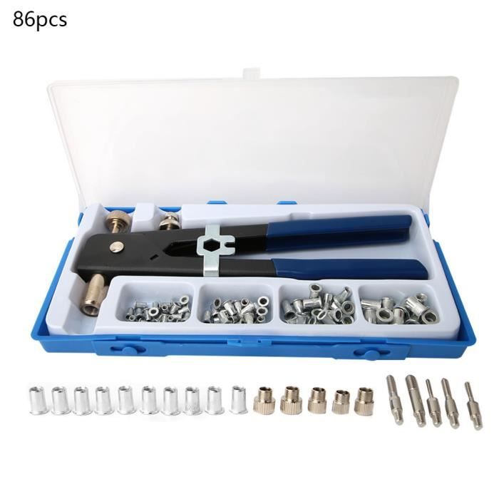 Kit 2 Riveteuses Écrous Acier M3 M4 M5 M6 - Pistolet Fileté Rivet Avec Mandrins Et Boîte Rangement